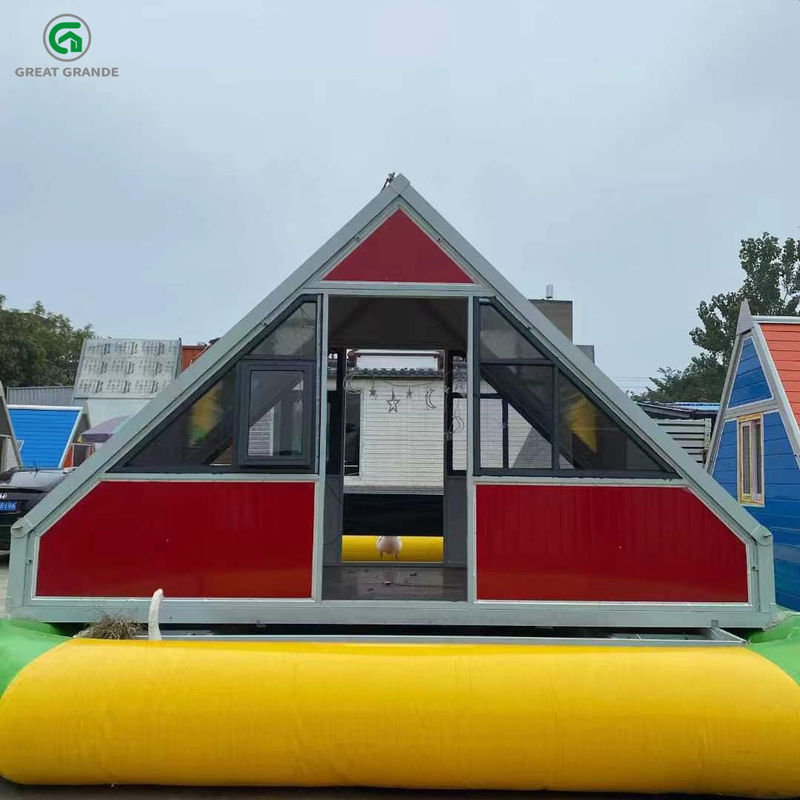 Vermelho de dobramento de aço galvanizado da casa do triângulo da casa pré-fabricada para o acampamento e atividades exteriores