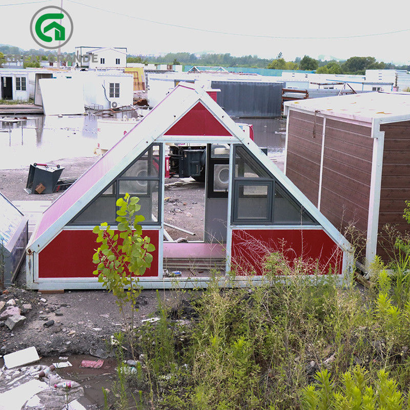 Vermelho de dobramento de aço galvanizado da casa do triângulo da casa pré-fabricada para o acampamento e atividades exteriores