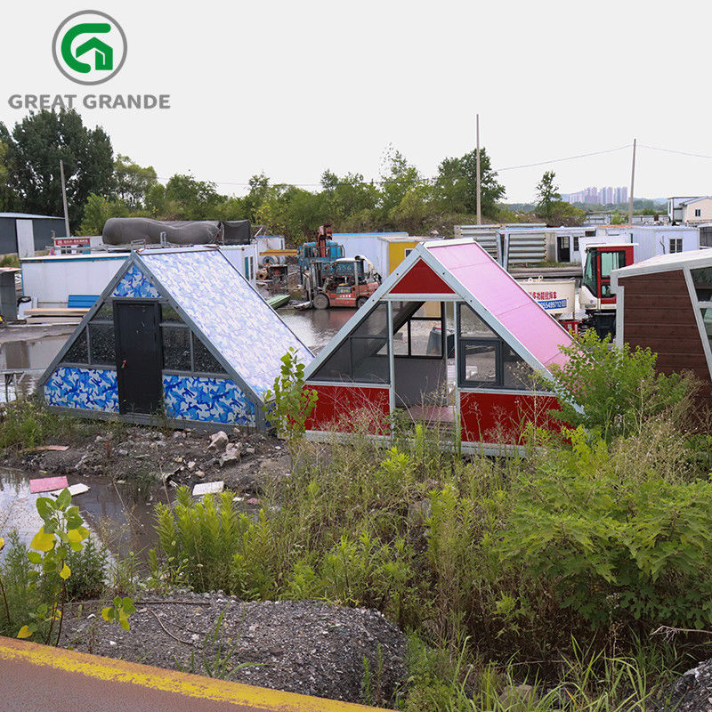 Vermelho de dobramento de aço galvanizado da casa do triângulo da casa pré-fabricada para o acampamento e atividades exteriores