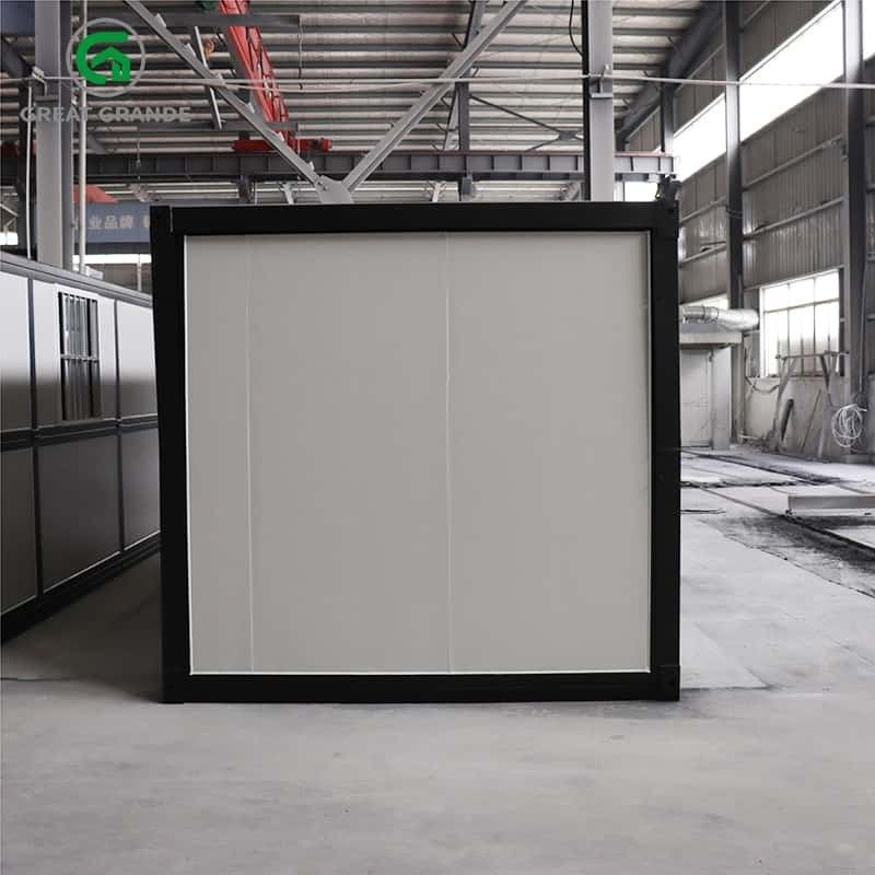 Customizado em Quadro Negro Prefabricado Prefabricado Casa Dobrada Porta de Parede Lateral Com Três Janela