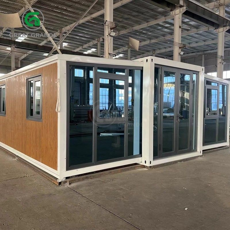 20ft casa dobrável fabricante porta de vidro marrom dez minutos construir moldura de aço galvanizado