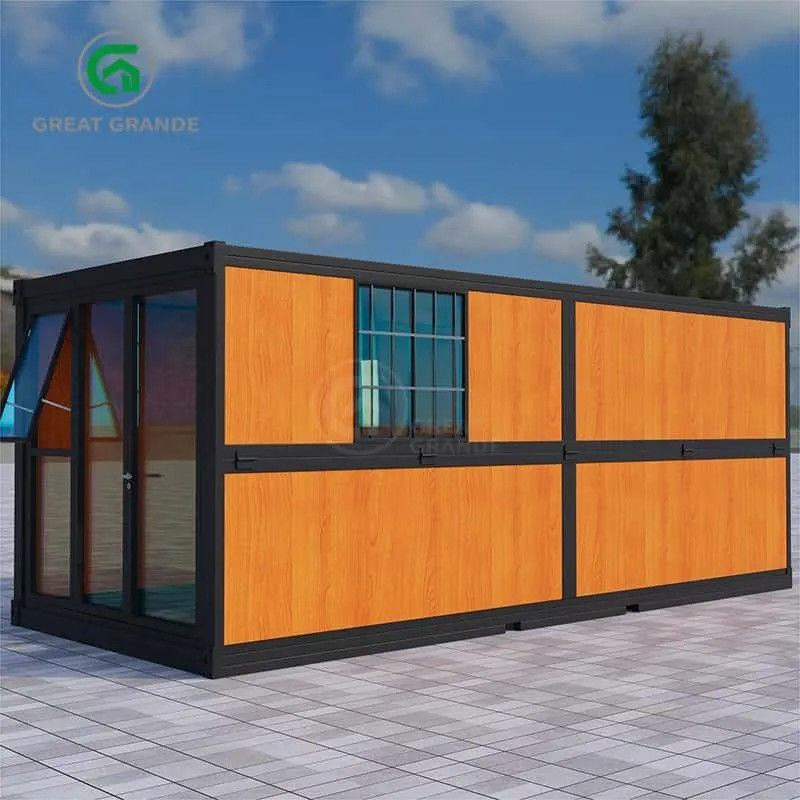 20ft Casas portáteis dobráveis Fabricante Camas de balde dobráveis Painéis de grãos de madeira Painel de lã de rocha