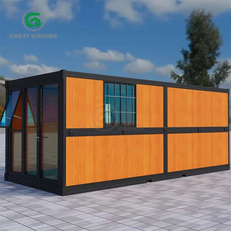 20ft Casas portáteis dobráveis Fabricante Camas de balde dobráveis Painéis de grãos de madeira Painel de lã de rocha