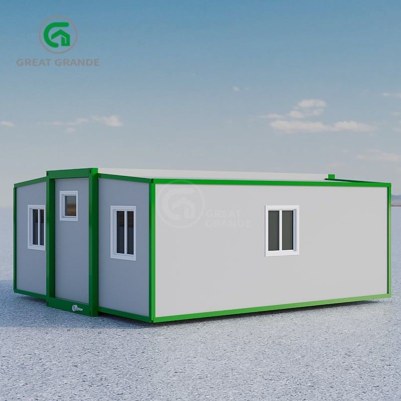 Casa pré-fabricada flexível e expansível com estrutura de aço e painel sandwich composto parede externa